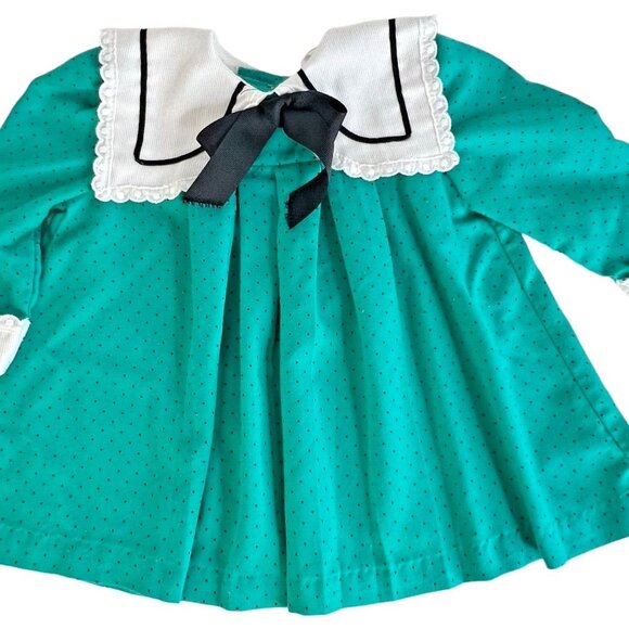 Vintage Pretty as a Picture Toddler Girl Dress 18 Month Long Sleeve Polka Dot - Picture 2 of 5